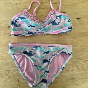 4T girl Vineyard Vines bikini with whales pattern.